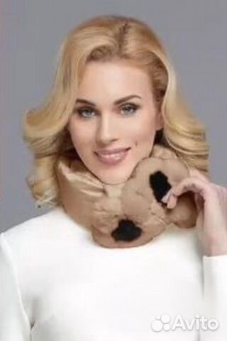 Шарф naumi пуховый бежевый мех кролика беж