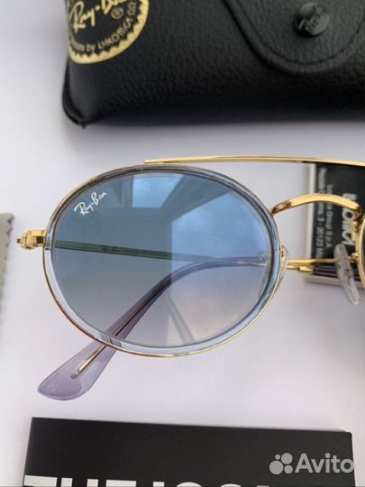 Очки ray ban oval double bridge голубые