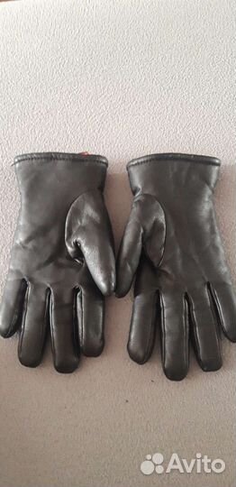 Мужские кожаные перчатки зимние новые