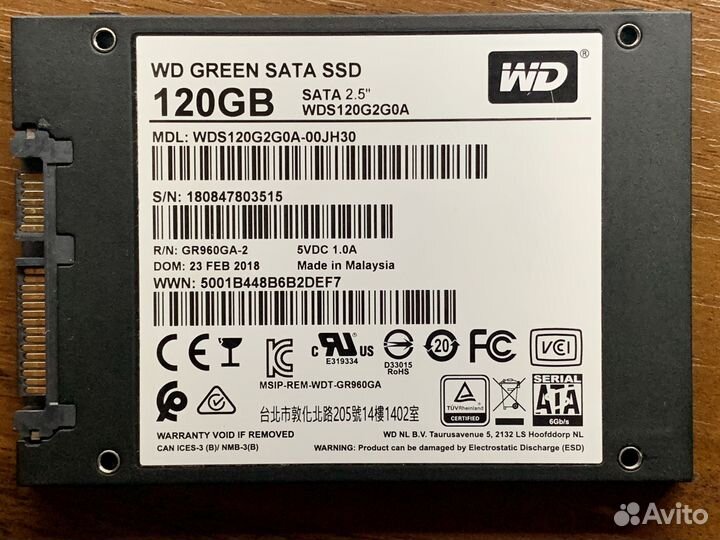 SATA SSD WD green 120Gb