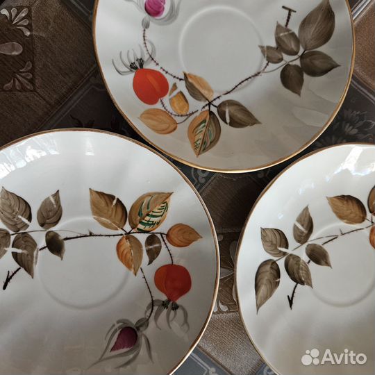 Чайные двойки и тарелки Лфз - Шиповник 1950-е гг