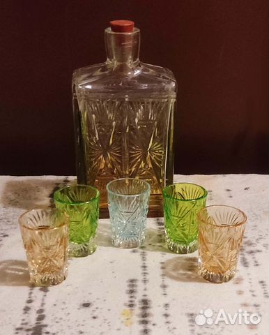 Хрустальный штоф-графин Красный гигант СССР винтаж