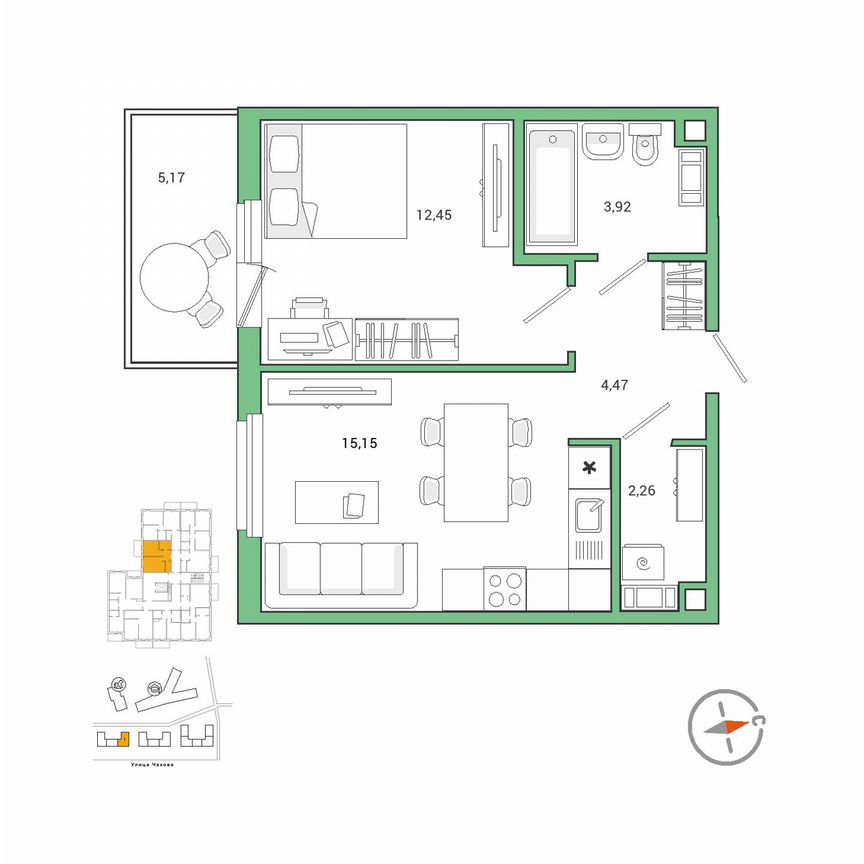 1-к. квартира, 39,9 м², 4/9 эт.