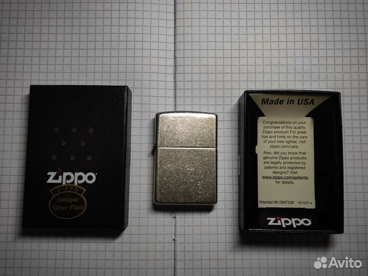 Зажигалка Zippo 121FB Antique Silver Plate Новая