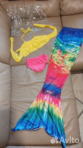 Жёлтый новый костюм русалки (разм.от 98до150см
