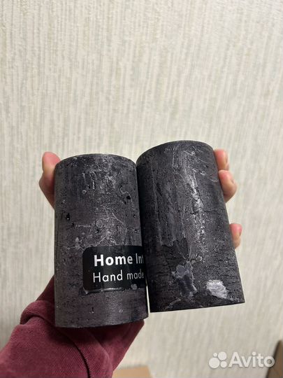 Черная парафиновая свеча 11 см х 6 см рустик