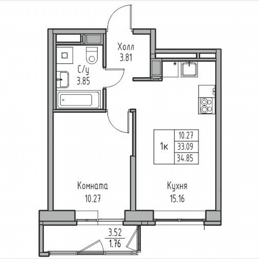 1-к. квартира, 34,9 м², 11/23 эт.
