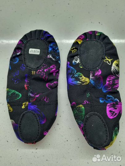 Балетки/чешки черные с рисунком 34р-р