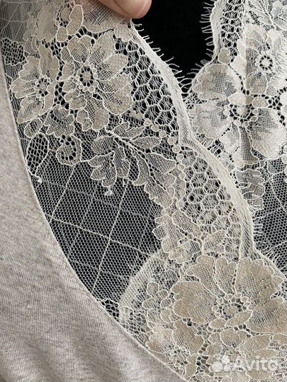 Халат для беременных с кружевом бежевый р.42