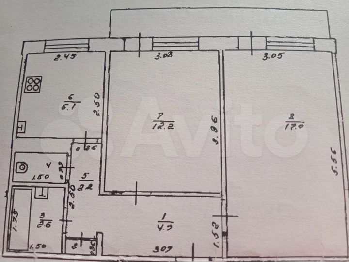 2-к. квартира, 46,3 м², 5/5 эт.