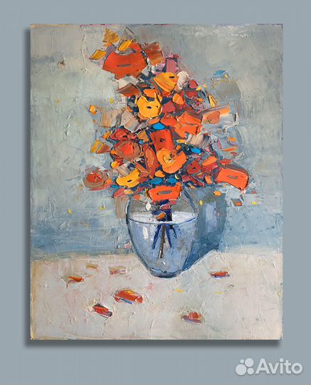 Большая картина маслом на холсте цветы