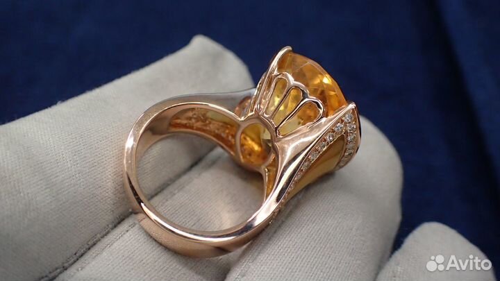 Золотое кольцо с цитрином 20.51 карат