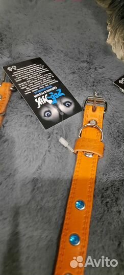 Ошейник (кожа) для собак со стразами