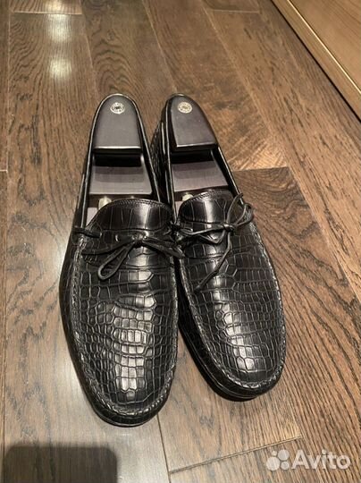 Мокасины Hermes из крокодила+деревянные колодки