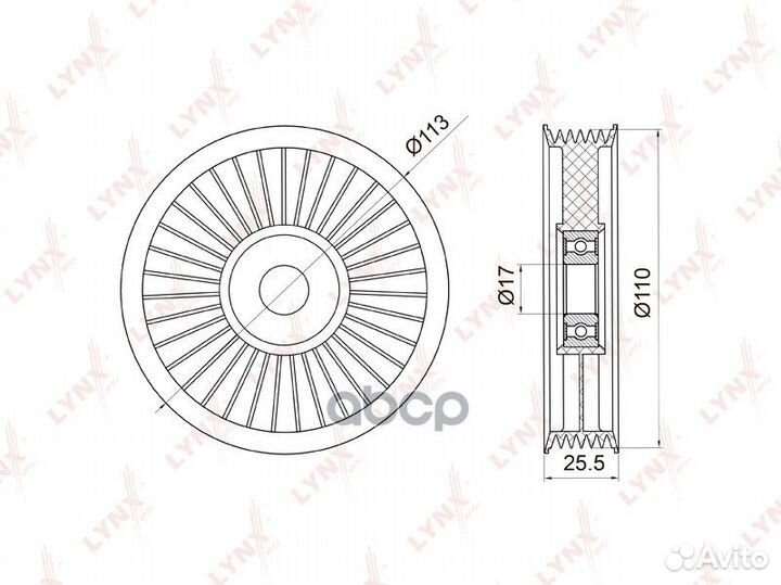 Ролик обводной приводного ремня PB7008 lynxauto