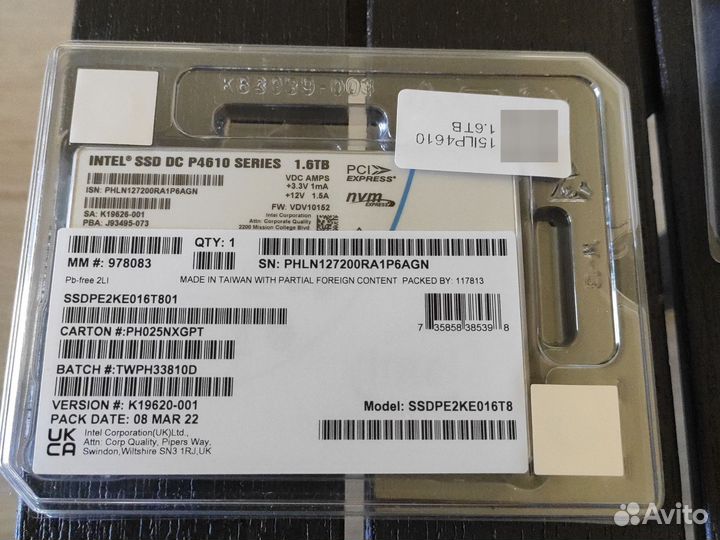 Новый SSD intel S4510 960 GB