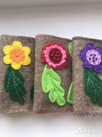 Игольница и футляр для ножниц. Фетр. 4 цвета