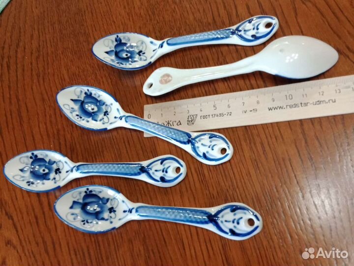 Ложки Гжель, креманки стекло