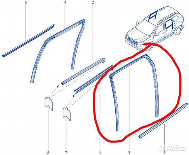 Направляющая стекла двери задняя левая Renault