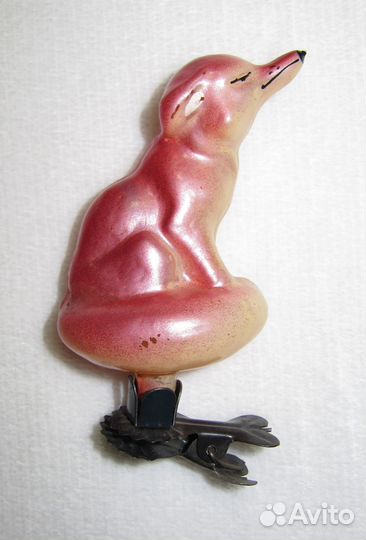 Лиса Серая шейка елочная игрушка на прищепке СССР