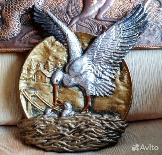 Панно барельеф Аист счастья