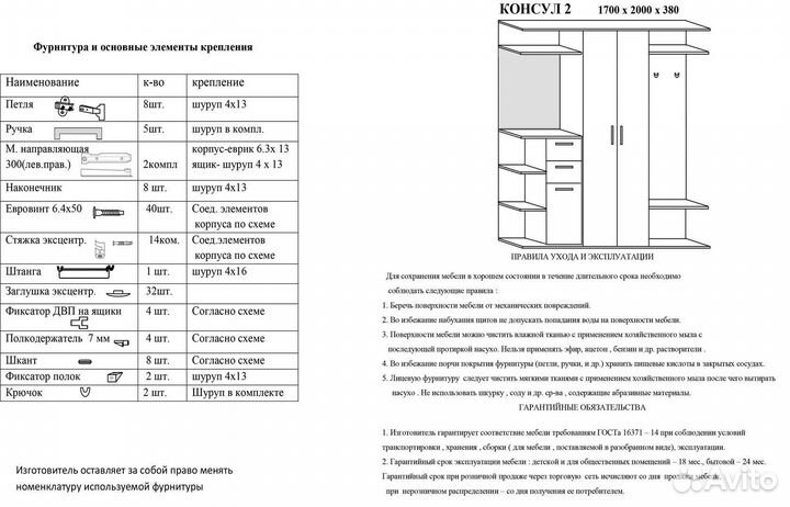 Прихожая 1,7 м Консул-2 крафт дуб белый/золотой