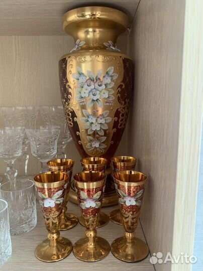 Комплект лепка со смальтой рубин Богемия