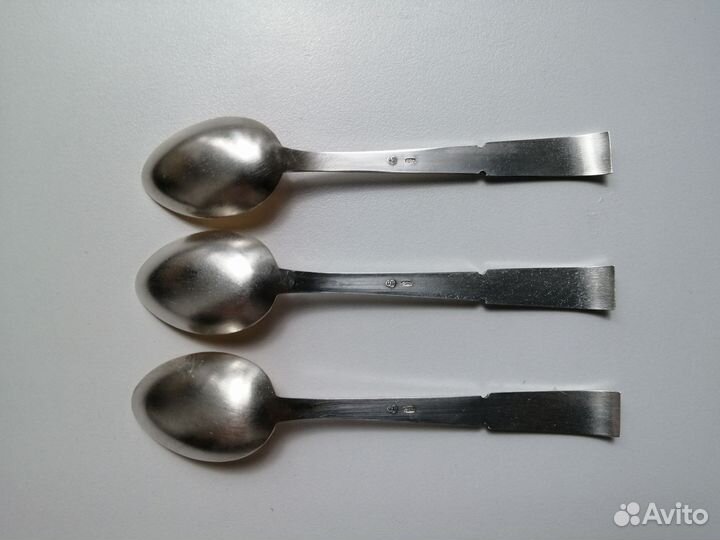 Ложки чайные, серебро 916 пробы. Лот 3 штуки