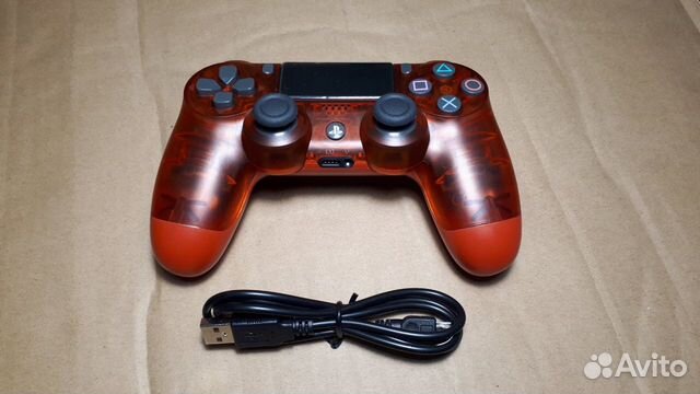 Джойстик ps4 ps5 кристалл красный + зарядка