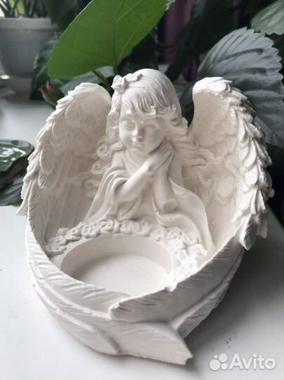 Фигурка из гипса ангел(для украшений, подсвечник)