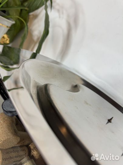 Блюдо для мяса сталь, щипцы серебрение антикварные