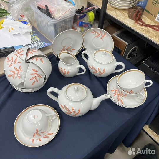 Сервиз чайный Листья, Дулево Ветка СССР (сзр)