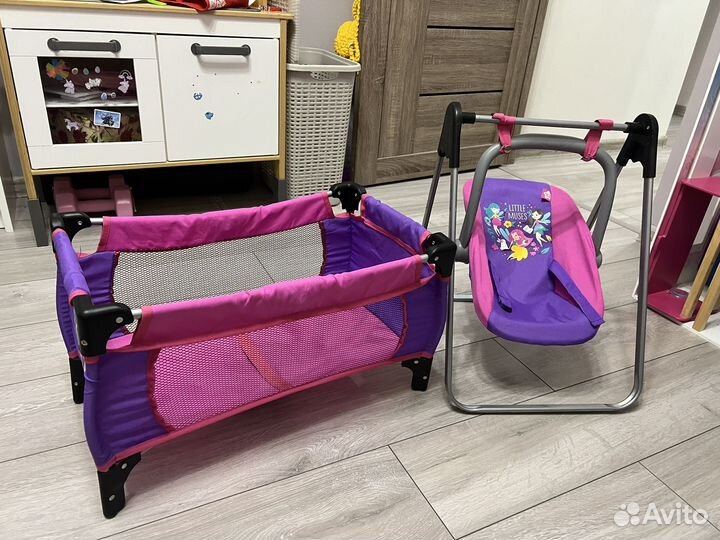 Кроватка и качели для кукол