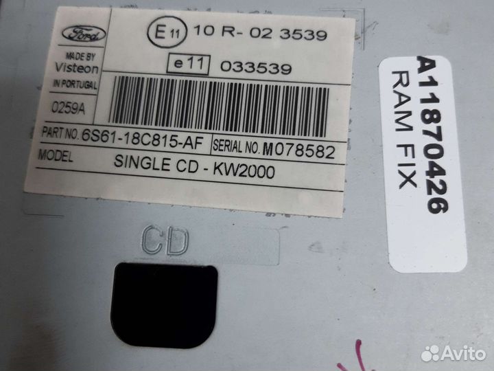 Штатная магнитола Ford focus 2
