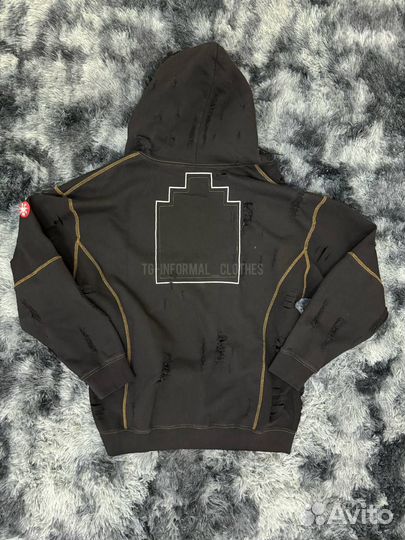 Зип худи cav empt черное рваное оверсайз