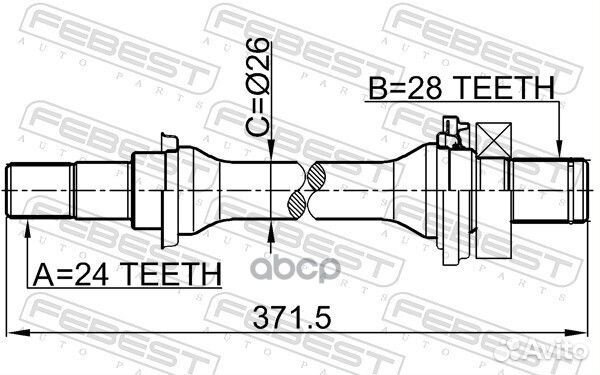 Полуось правая 24X372X28 KIA shuma II/sephia