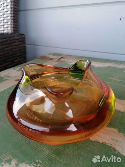 Пепельница цветное стекло Богемия