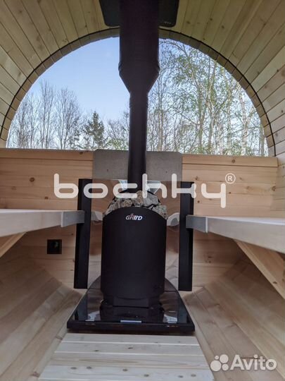 Мобильная Баня бочка 2х1,36 метра круг под ключ