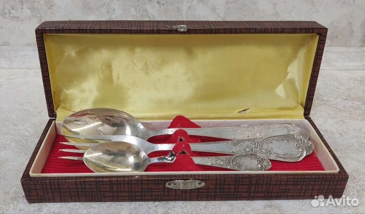 Набор столовых приборов серебро 875