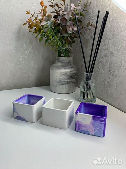 Подсвечник из гипса, квадрат