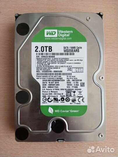 Жесткий диск WD 2Tb Green (абсолютно новый)
