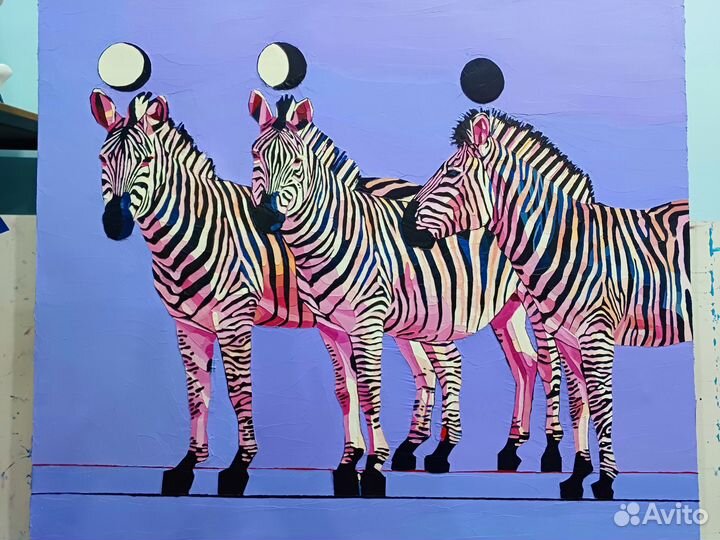 Продаю интерьерную картину Зебры 90х90 см