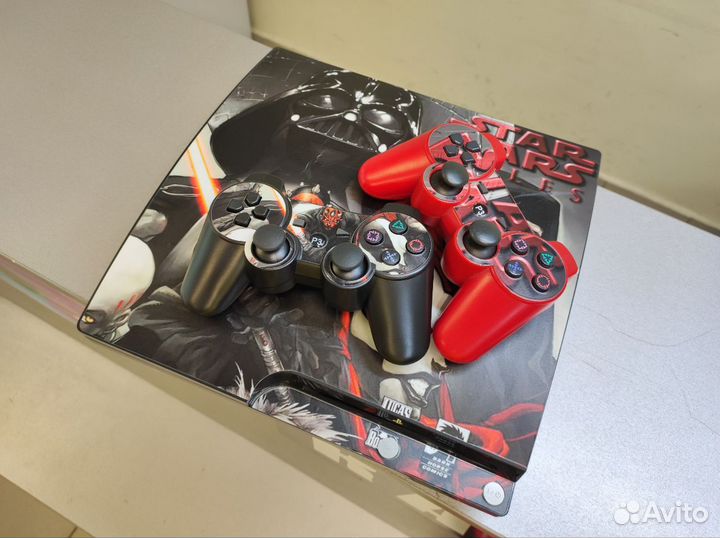 Прошитая PS3 Slim Star Wars Edition + 2 геймпада