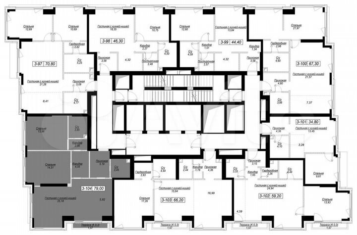 2-к. квартира, 79 м², 14/41 эт.