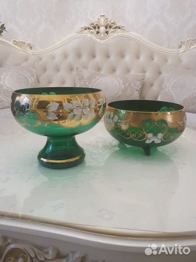 Ваза богемское стекло,рококо,графин с стаканами