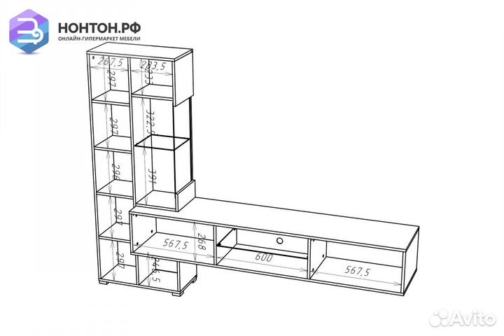 Шкаф навесной point Тип-70 дуб вотан / черный глян