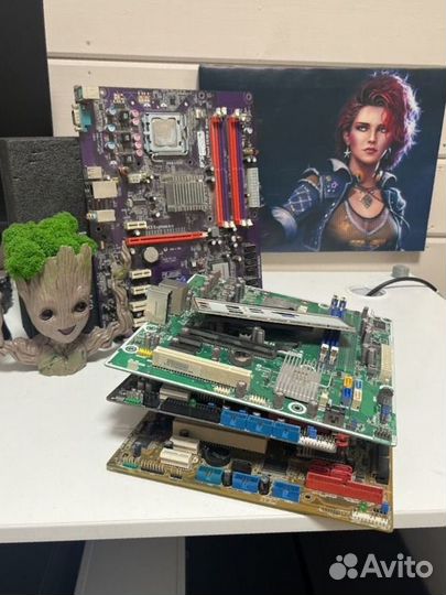 Лот материнские платы с процессорами 4 штуки