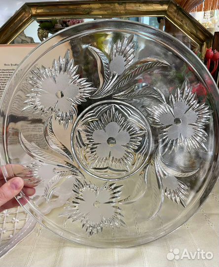 Блюдо стекло резьба Германия