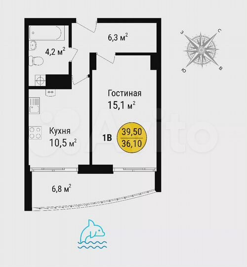 1-к. квартира, 39,5 м², 8/10 эт.