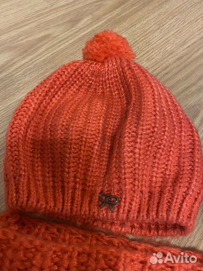 Шапка снуд и варежки женский